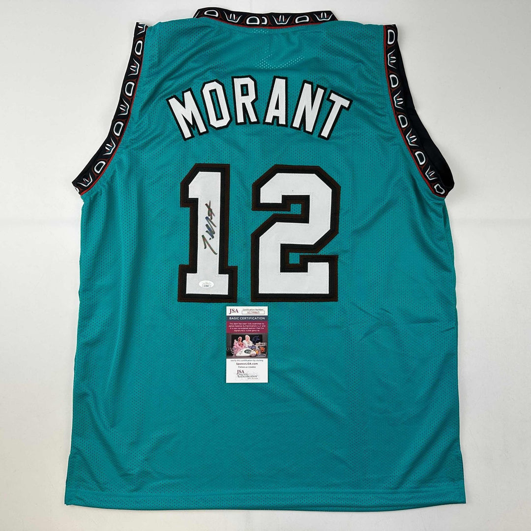 Autographed/Signed Ja Morant Memphis Teal Basketball Jersey JSA COA