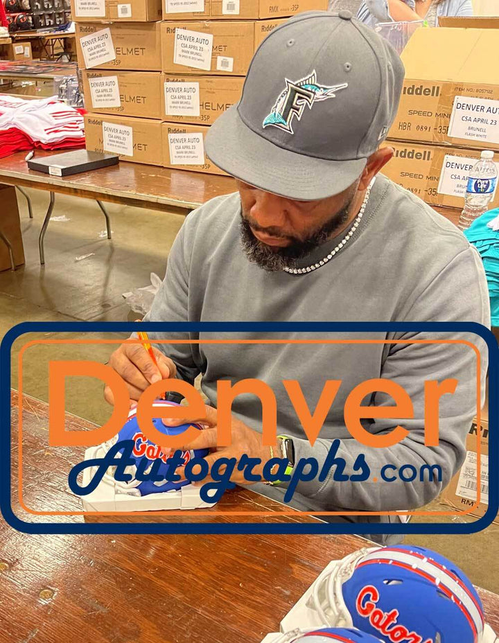 Fred Taylor Autographed Florida Gators blue mini helmet BAS 40088