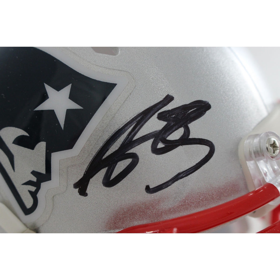 AJ Brown Autographed New England Patriots Mini Helmet Beckett Witnessed 57968