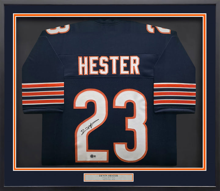 Devin Hester Signed Chicago Bears Framed Blue Jersey Beckett BAS QR