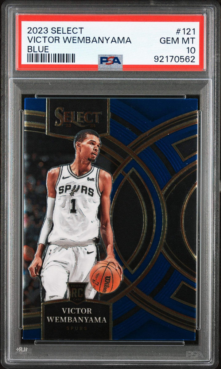 Graded 2023 Panini Select Victor Wembanyama #121 Blue RC Basketball Card PSA 10