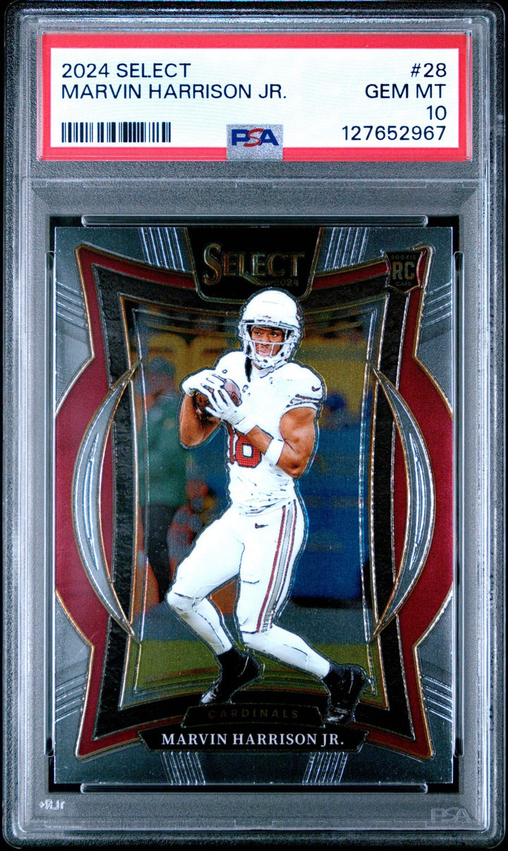 Graded 2024 Panini Select Marvin Harrison Jr. #28 Rookie RC Football Card PSA 10
