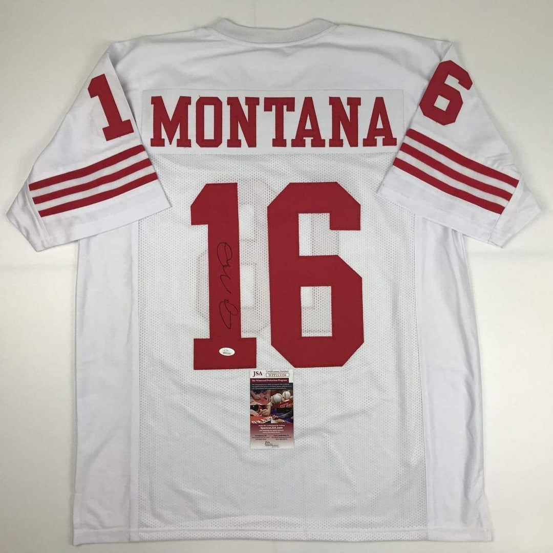 Autographed/Signed Joe Montana San Francisco White Football Jersey JSA COA