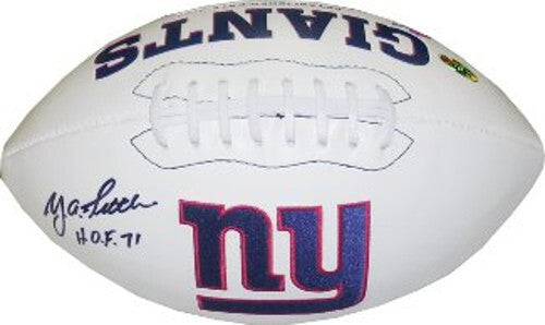 Y.A. Tittle signed NFL New York Giants Logo Football  w/ HOF 71 - MAB Hologram