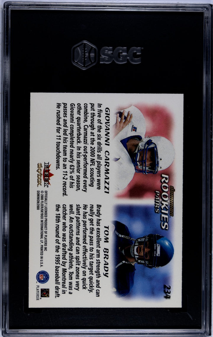 Tom Brady 2000 Skybox Dominion Rookie Card (RC) #234- SGC Graded 8 NM-MT