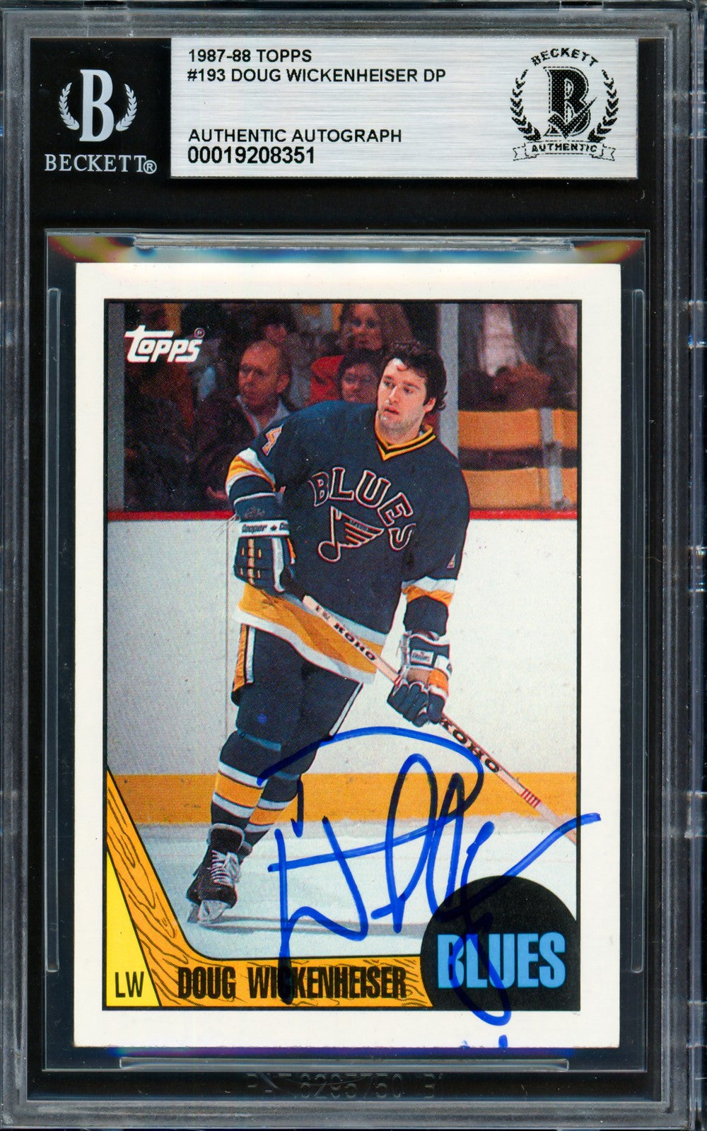 Doug Wickenheiser Signed 1987-88 Topps Card 193 St. Louis Blues Beckett