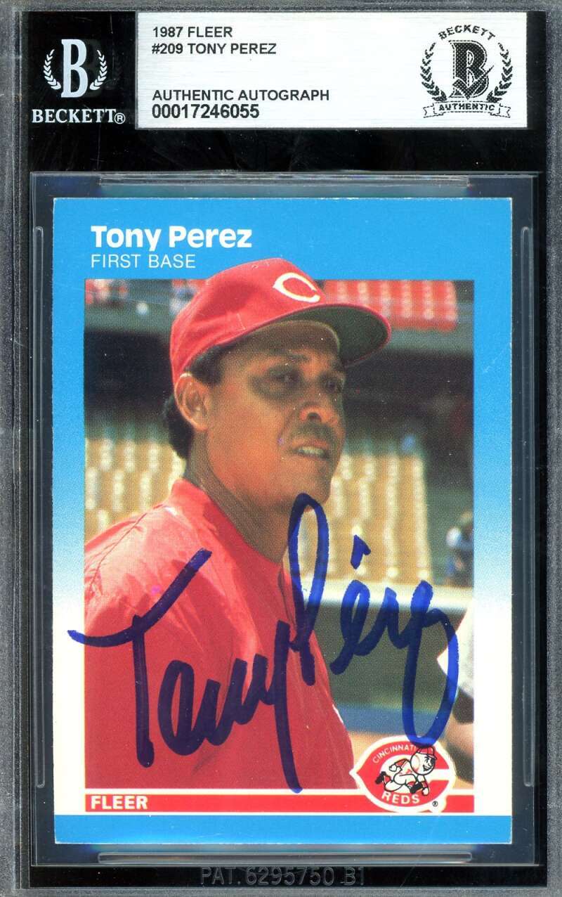 Tony Perez Beckett BAS Signed 1987 Fleer Autograph