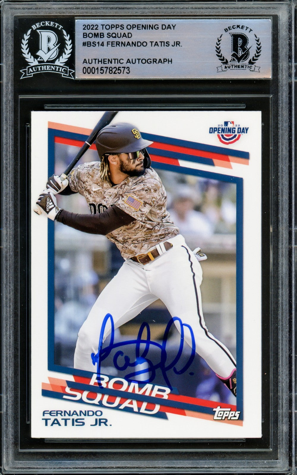 Fernando Tatis Jr. Signed 2022 Topps Opening Day Bomb Squad Card #BS-14 San