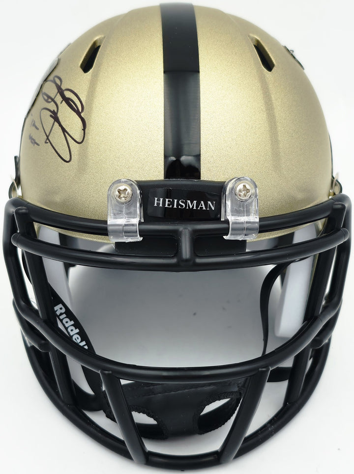 Johnny Manziel Auto Texas A&M Aggies Gold Heisman Logo Speed Mini Helmet "12 HT"