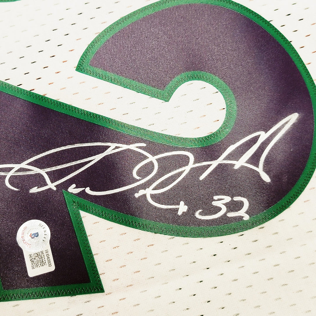 Jazz Karl Malone Auto White Purple Auth Mitchell Ness 1995 ASG Jersey XL Beckett