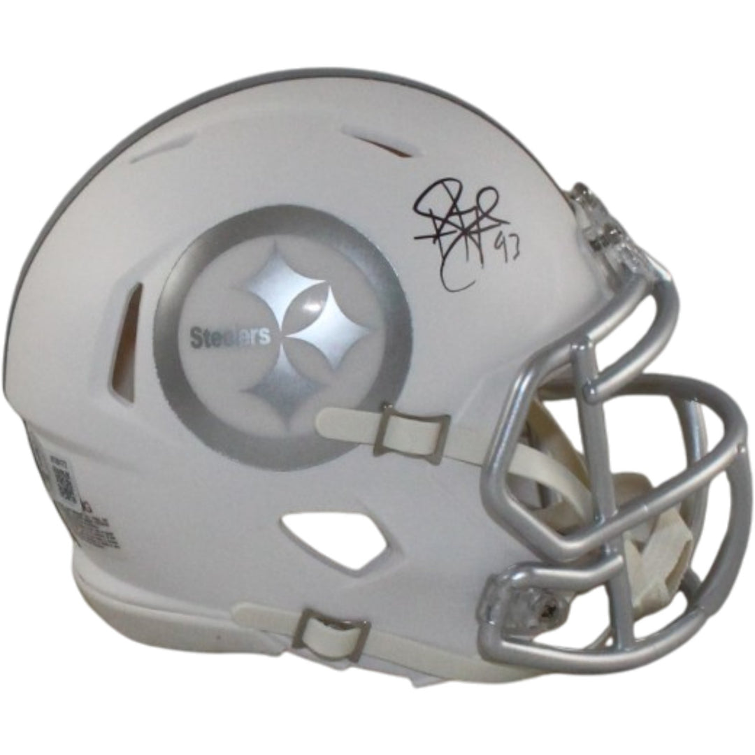 Troy Polamalu Autographed Pittsburgh Steelers Ice Mini Helmet Beckett 56187