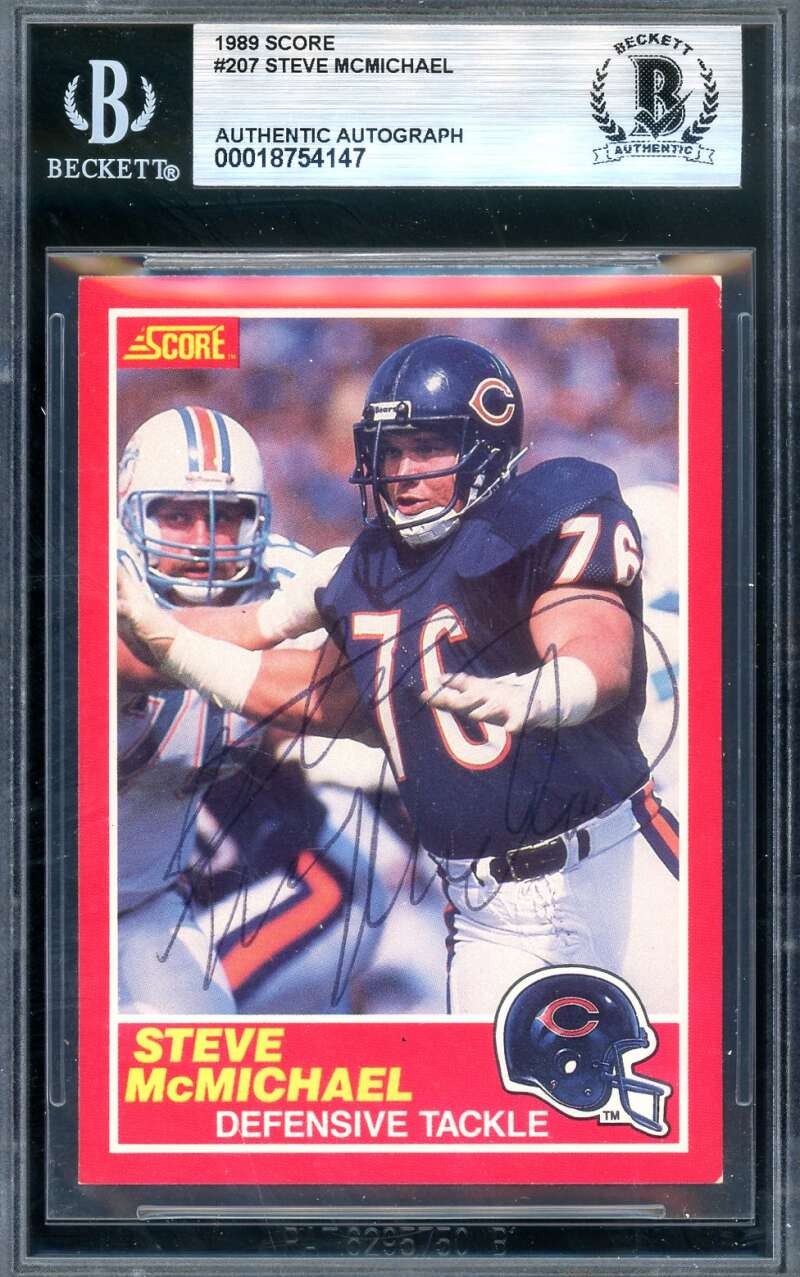 Steve McMichael Beckett BAS Signed 1989 Score Autograph Bears