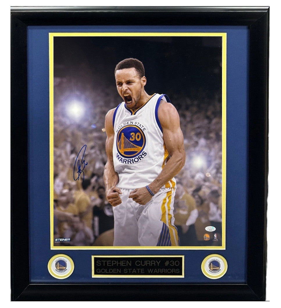 Stephen Curry Signed Framed 16x20 Steiner Photo Warriors Mint Autograph JSA COA