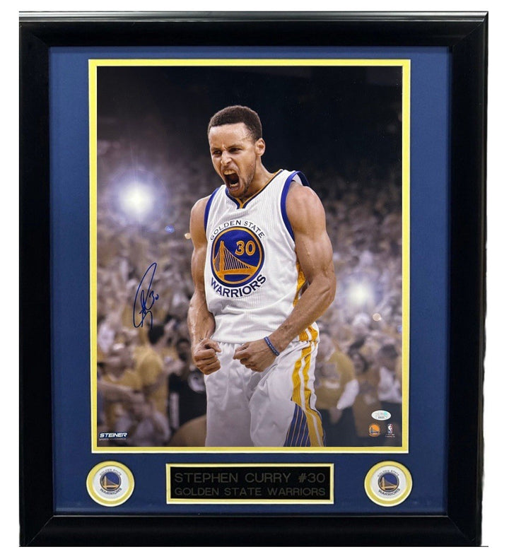 Stephen Curry Signed Framed 16x20 Steiner Photo Warriors Mint Autograph JSA COA