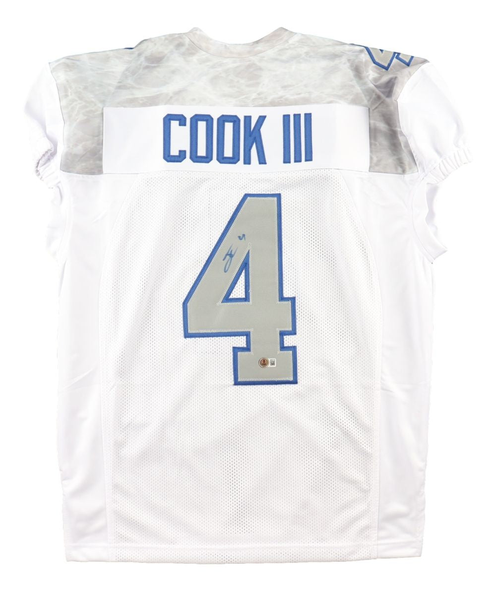James Cook Buffalo Signed White Pro Cut Football Jersey BAS