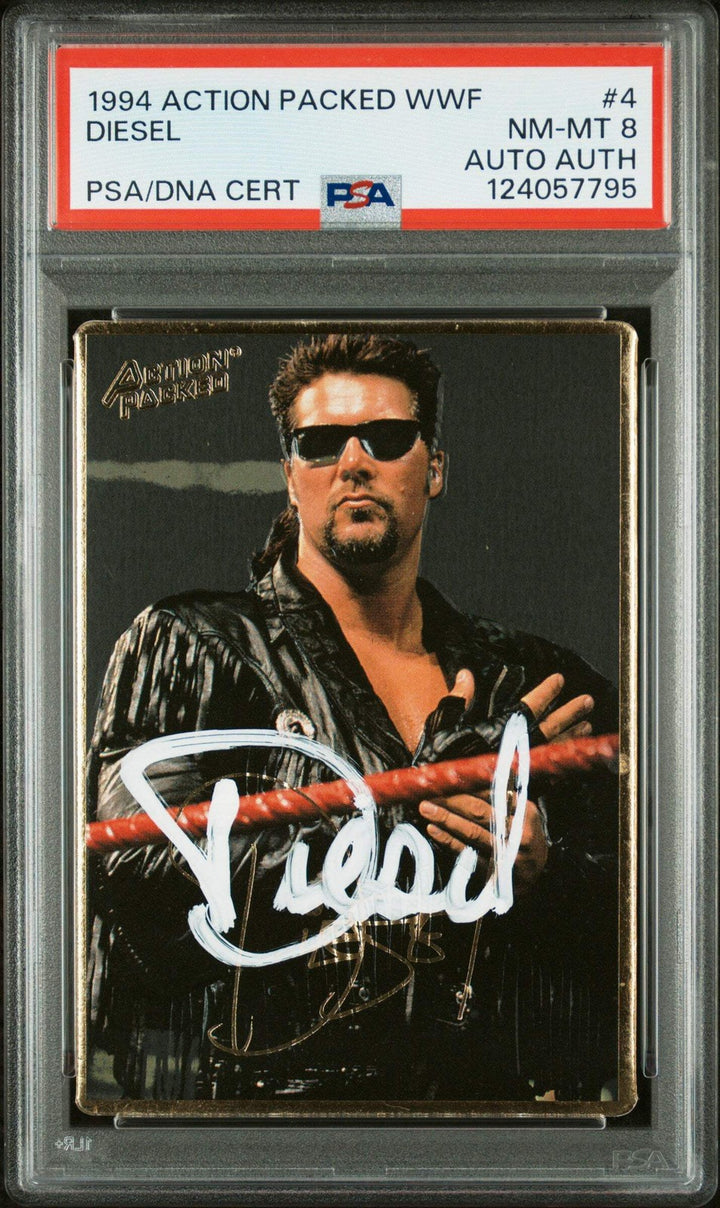 Graded 1994 Action Packed Kevin Nash Diesel #4 Rookie Card PSA 8 Card Auto AUTH