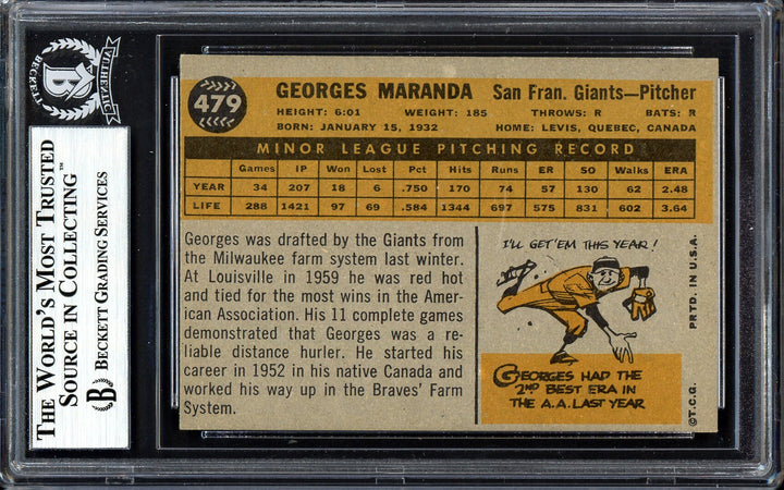 Georges Maranda Signed 1960 Topps RC 479 San Francisco Giants Beckett #13608556