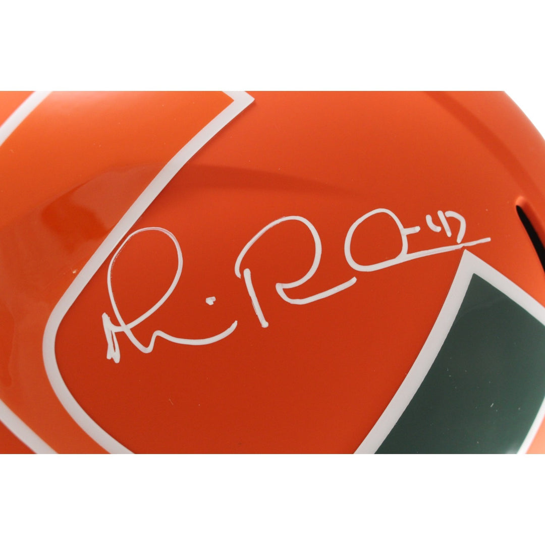 Michael Irvin Autographed Miami Hurricanes F/S AMP Helmet Beckett Witness 56368
