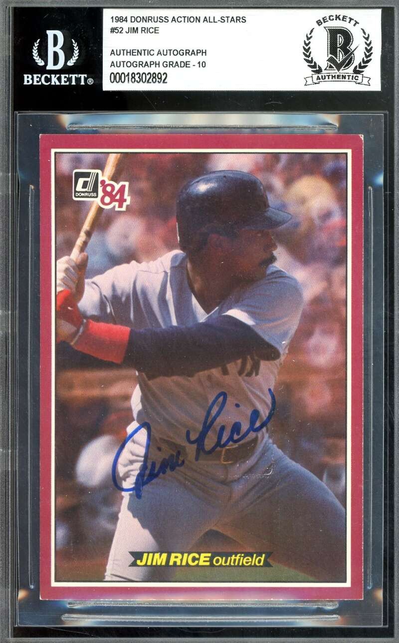 Jim Rice Gem Mint 10 Beckett BAS Autograph 1984 Donruss Action All Stars Signed