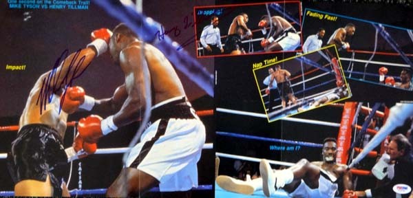 Mike Tyson & Henry Tillman Signed Magazine Poster Photo Vintage PSA/DNA