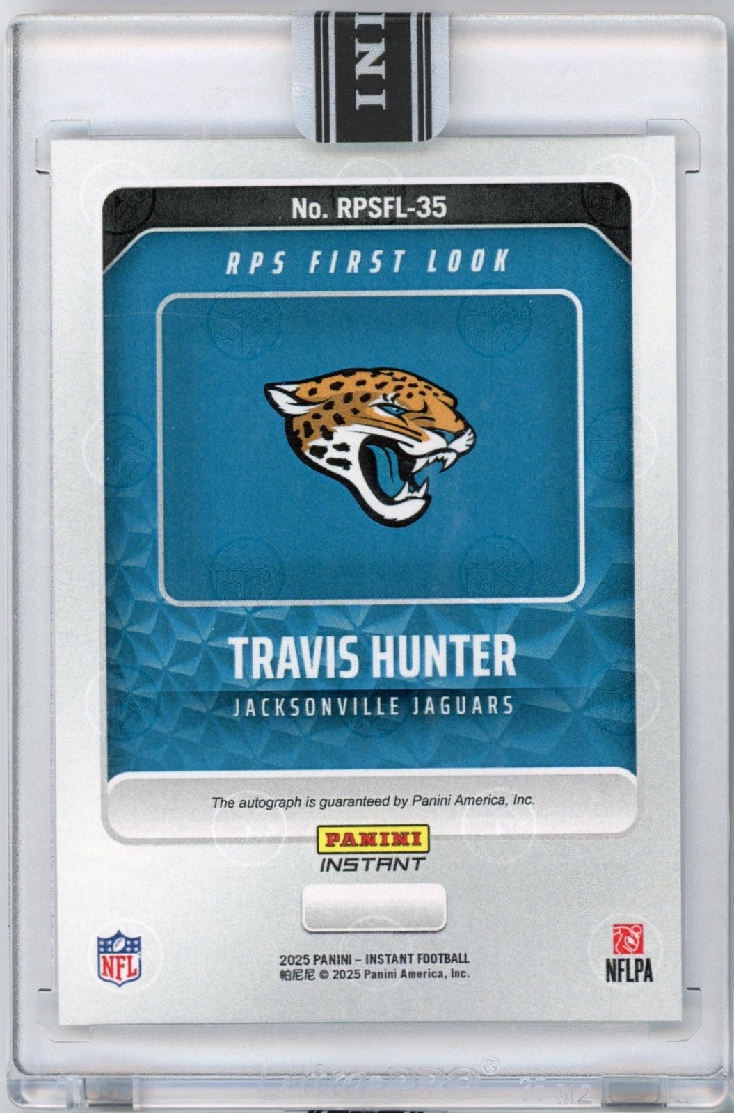 2025 Panini Instant NFL Travis Hunter #35 RPS First Look Auto RC Card