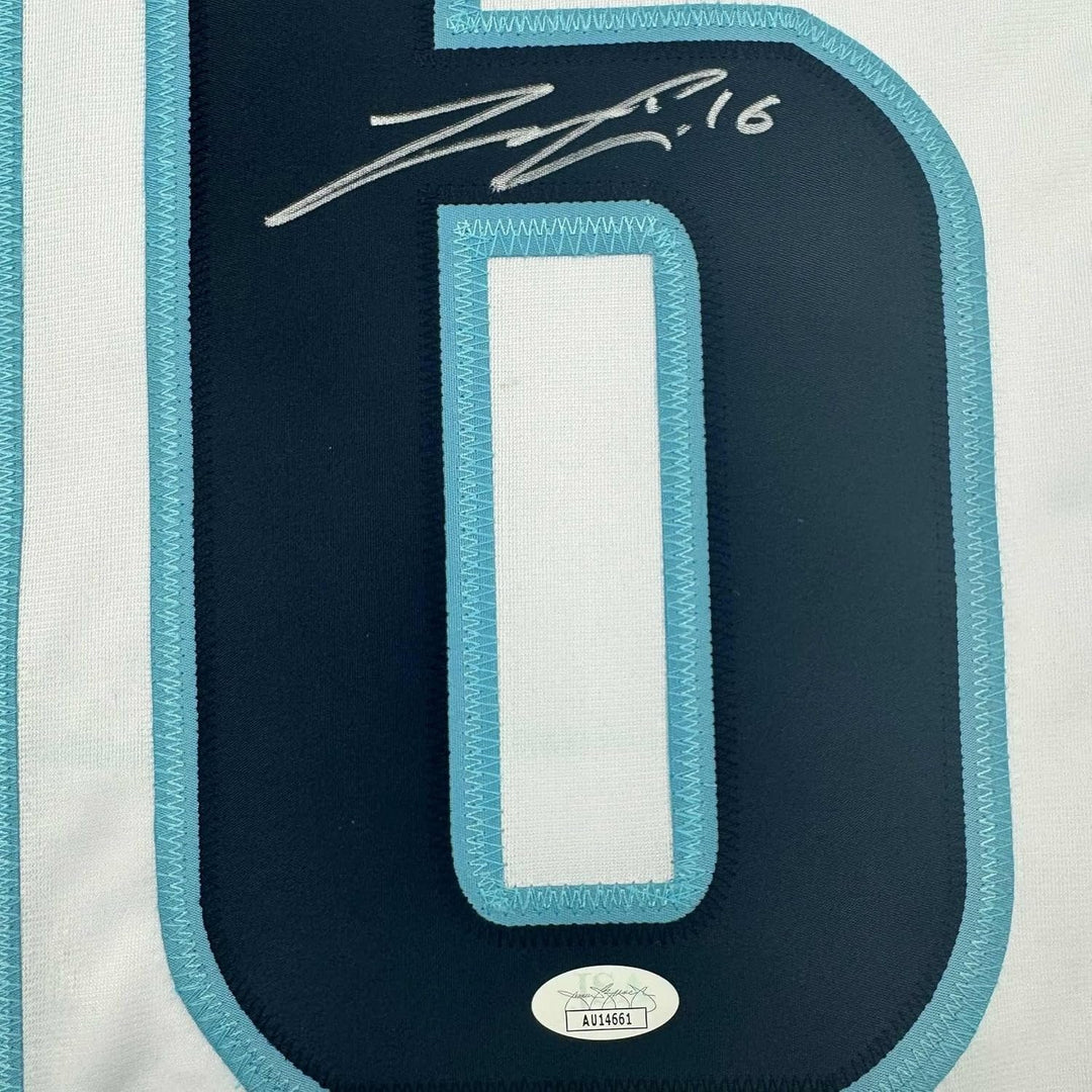 Framed Autographed/Signed Jared McCann 35x39 Seattle White Jersey JSA COA