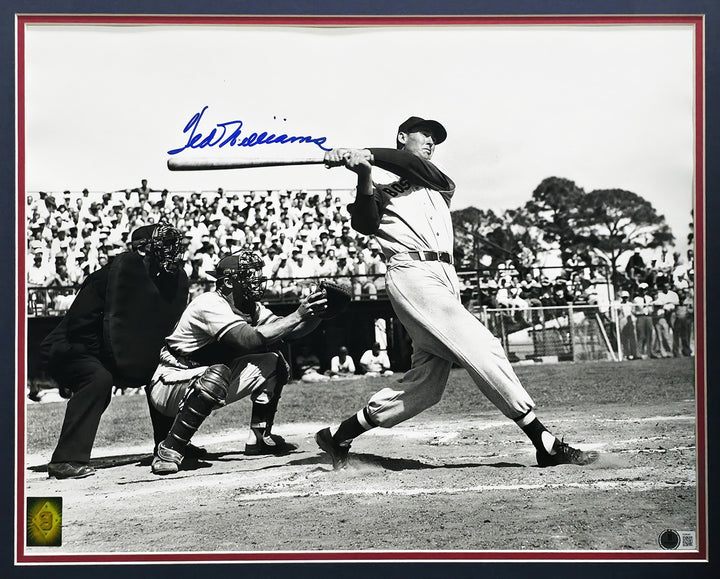 Ted Williams Signed Framed 16x20 Photo Boston Red Sox Beckett BAS