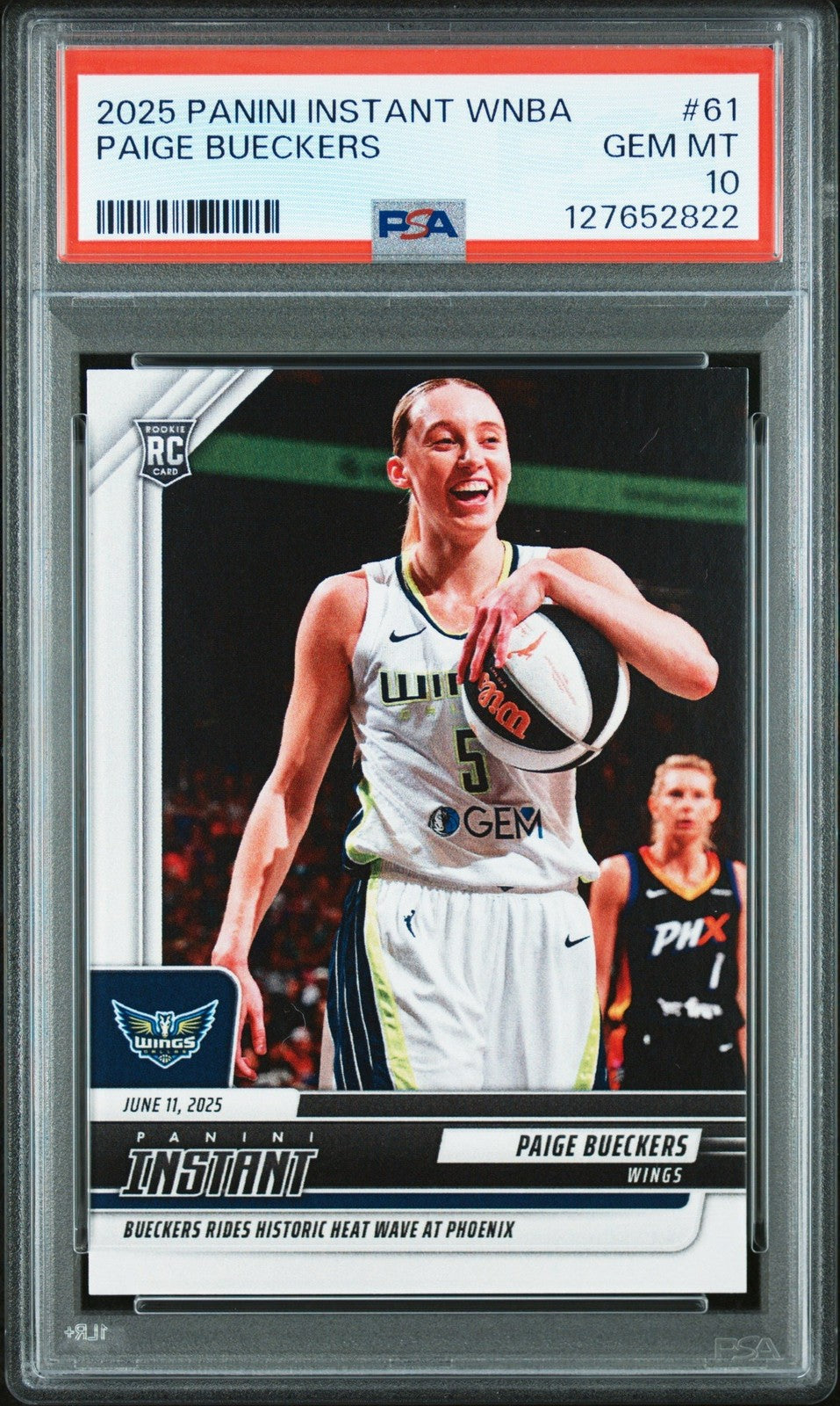 Graded 2025 Panini Instant WNBA Paige Bueckers #61 Rookie Card PSA 10 Mint