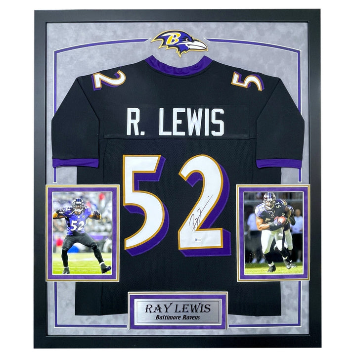 Ray Lewis Autographed Baltimore Ravens Jersey Framed BAS Signed Memorabilia