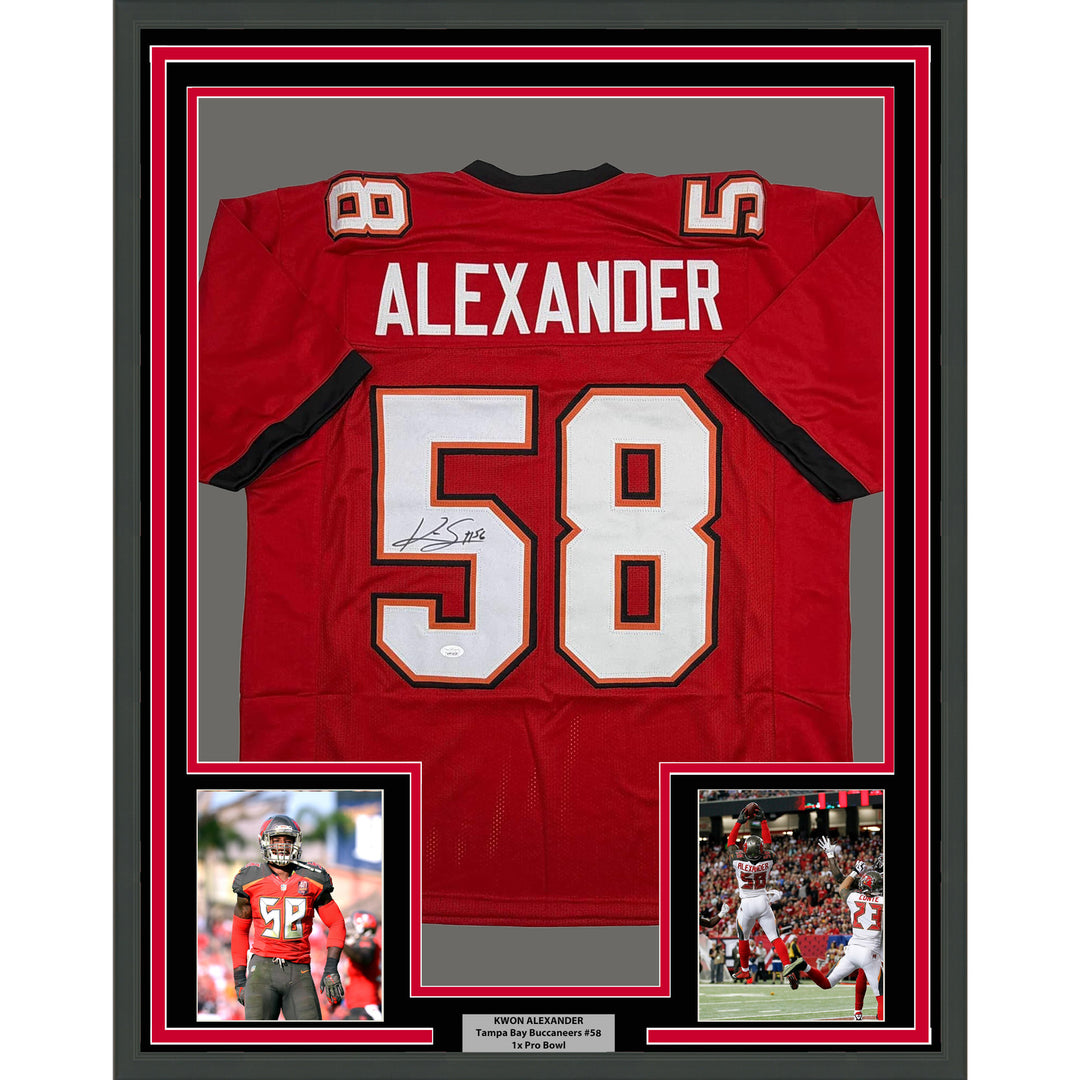 Framed Autographed/Signed Kwon Alexander 35x39 Tampa Bay Red Jersey JSA COA