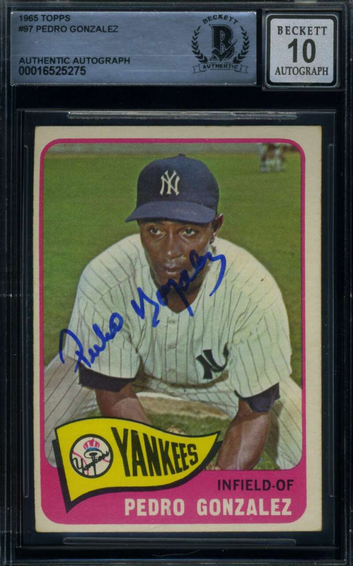 Pedro Gonzalez Gem Mint 10 Beckett BAS Signed 1965 Topps Autograph
