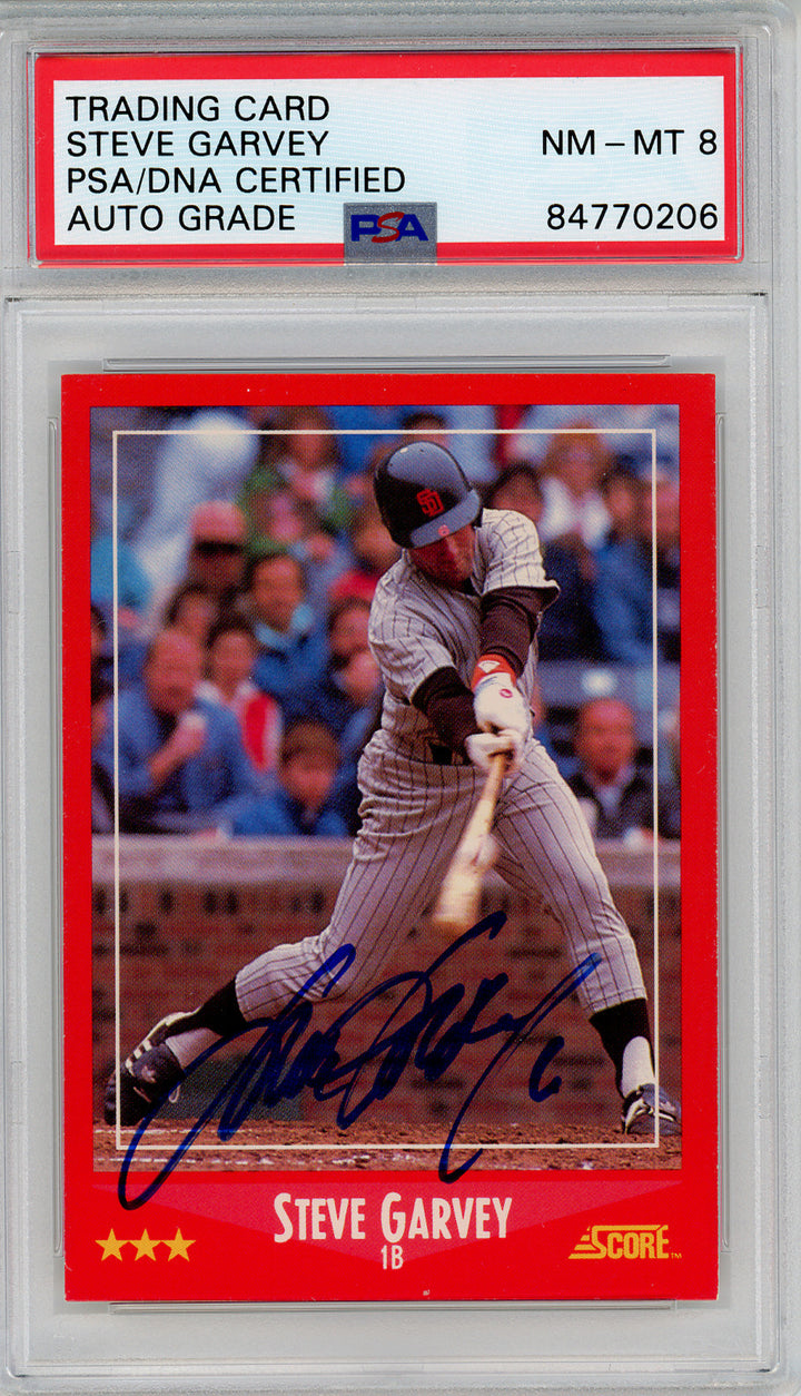 1988 Score #6 Steve Garvey Signed COA PSA 8 San Diego Padres Slabbed Autograph