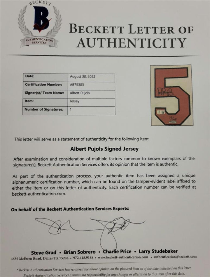 Albert Pujols signed 2006 WS Cardinals Jersey autograph LE /105 Beckett UDA MLB