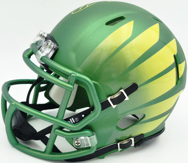 Tez Johnson Signed Oregon Ducks Green Speed Mini Helmet JSA Wit