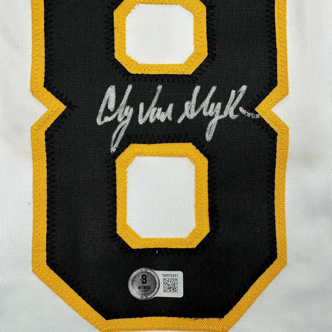 Framed Autographed/Signed Andy Van Slyke 35x39 Pittsburgh White Jersey COA