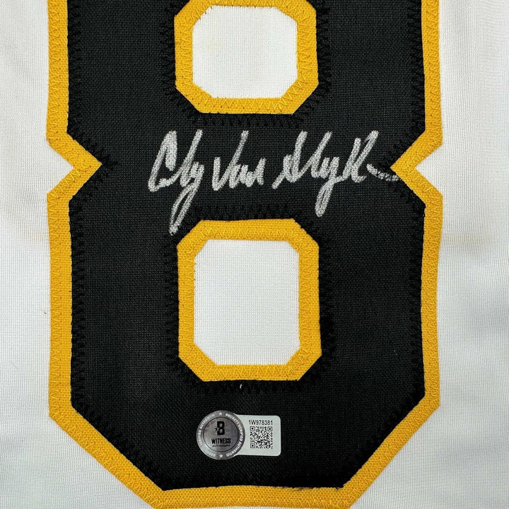 Framed Autographed/Signed Andy Van Slyke 35x39 Pittsburgh White Jersey COA