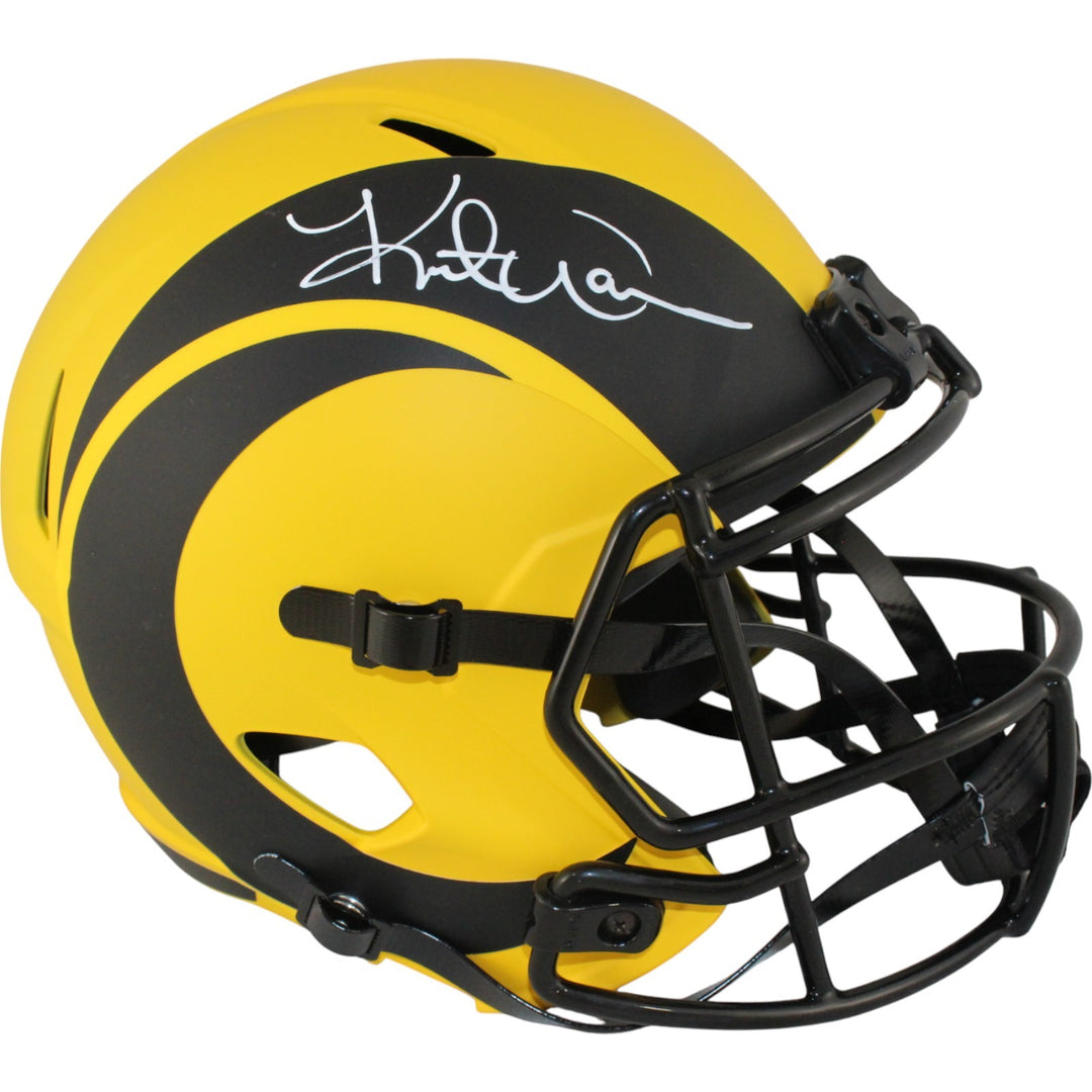 Kurt Warner Autographed Los Angeles Rams F/S Rave Helmet Beckett Witness 50089