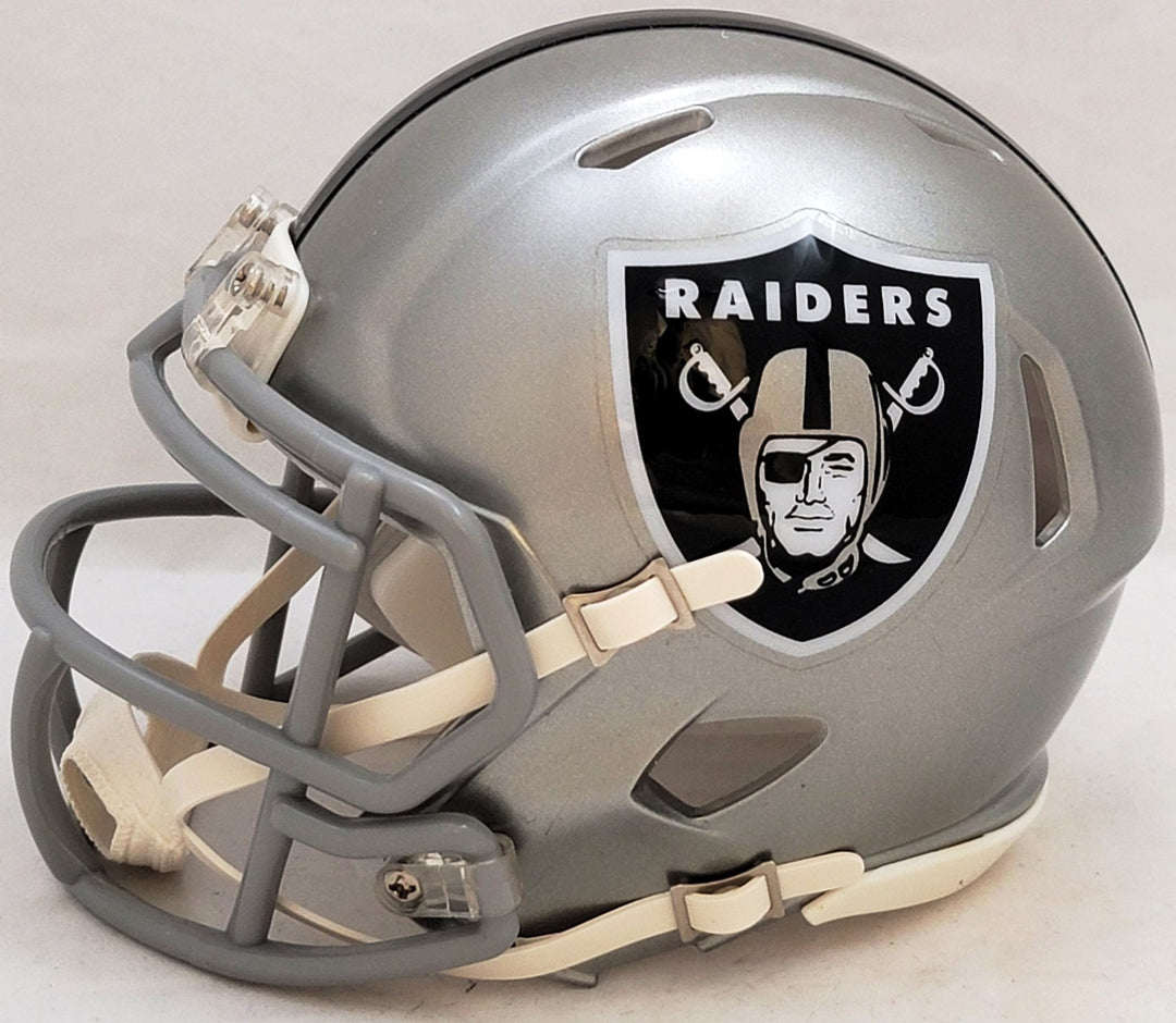 Fred Biletnikoff Signed Oakland Raiders Flash Gray Speed Mini Helmet Beckett Wit