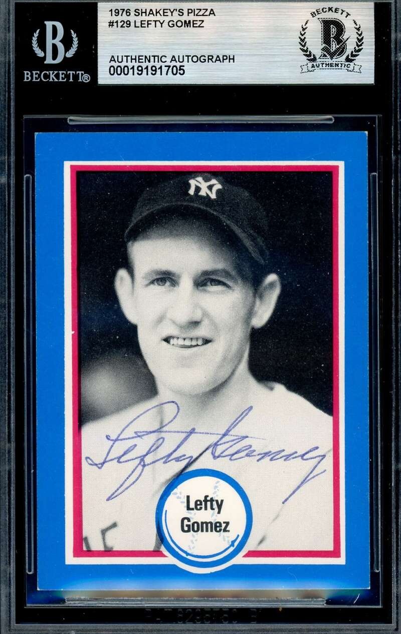 Lefty Gomez Beckett BAS Signed 1976 Shakey's Pizza Autograph