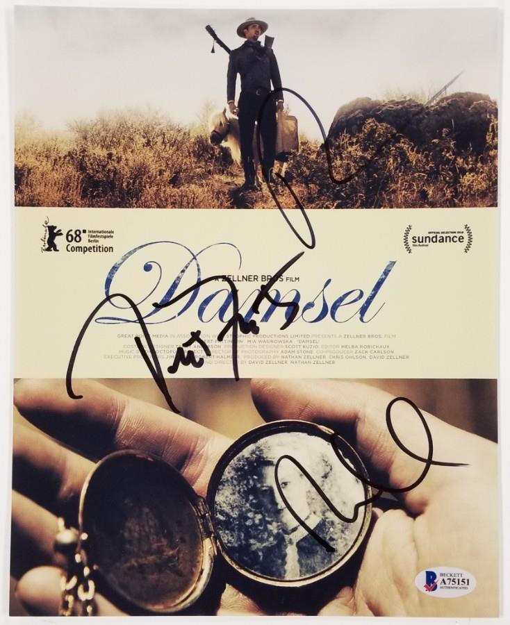 DAMSEL Cast (3) Signed 8x10 Photo Forster Pattinson + 1 more (A) Beckett BAS COA
