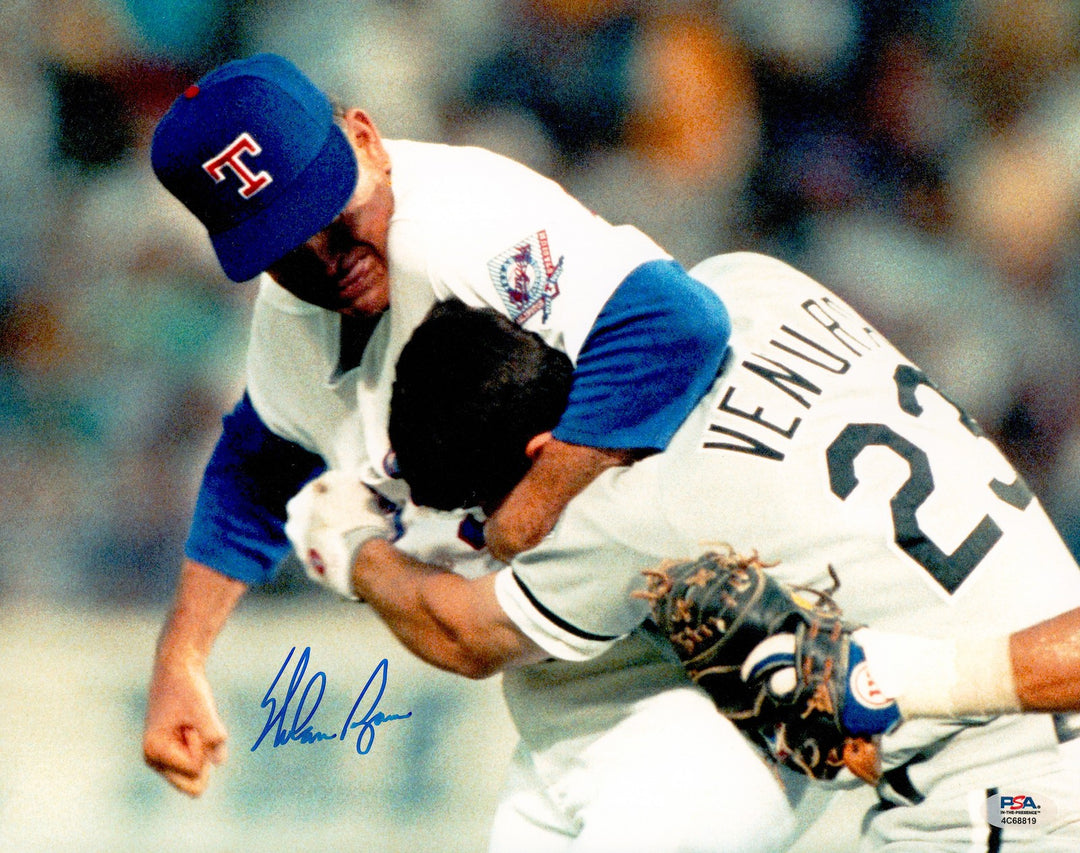 Nolan Ryan Signed Rangers Fight vs Robin Ventura 11x14 Photo PSA/DNA ITP