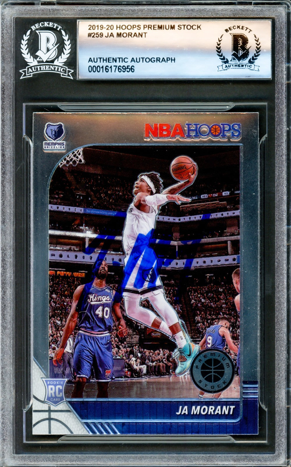 Ja Morant Signed 2019-20 Hoops Premium Stock RC 259 Memphis Grizzlies Beckett