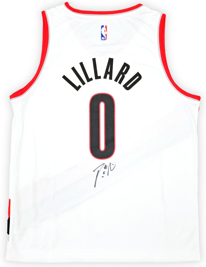 Portland Trail Blazers Damian Lillard Signed White Fanatics Jersey Sz L Beckett