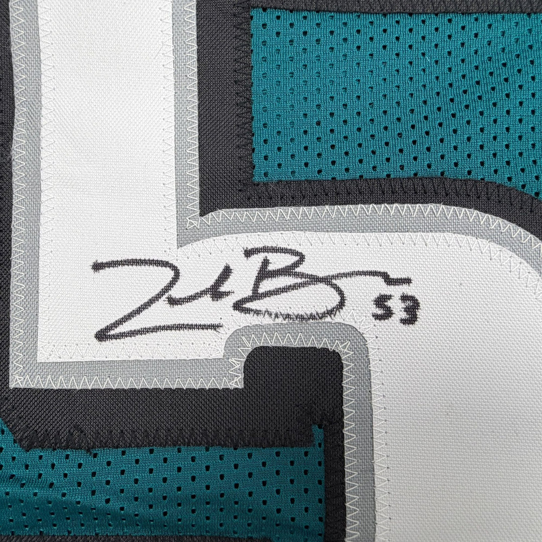 Autographed/Signed Zack Baun Philadelphia Green Football Jersey Beckett COA