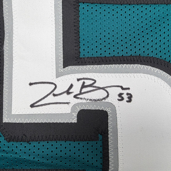 Autographed/Signed Zack Baun Philadelphia Green Football Jersey Beckett COA