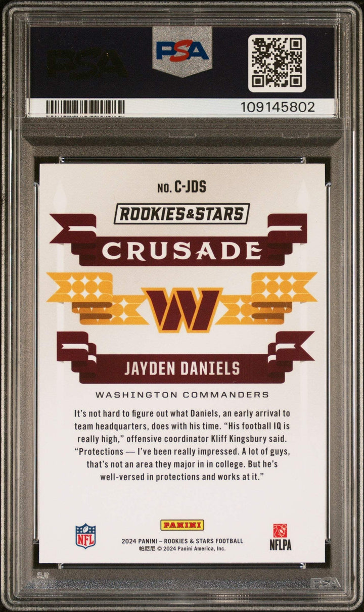 Graded 2024 Panini R&S Jayden Daniels #CJDS Longevity RC Football Card PSA 10