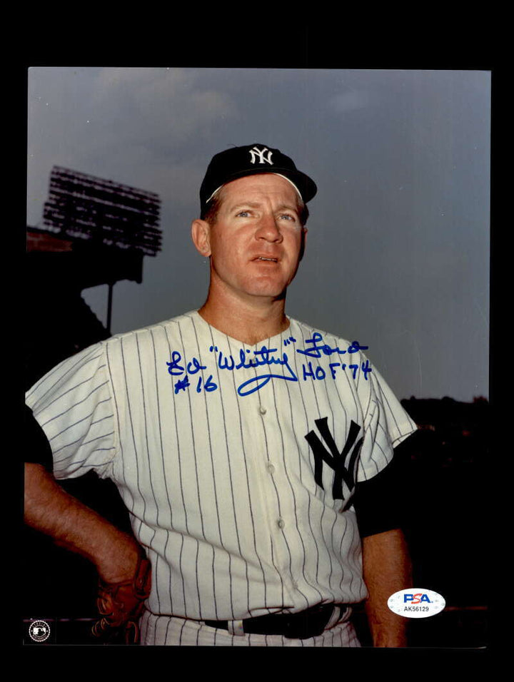 Whitey Ford PSA DNA Cert Signed 16 HOF 74 8x10 Photo Autograph Yankees