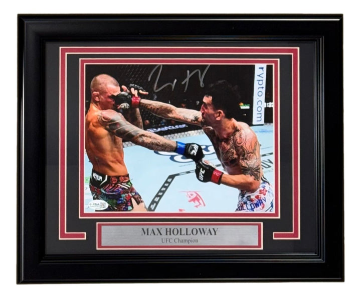 Max Holloway Signed Framed 8x10 UFC Fight vs Dustin Poirier JSA QR