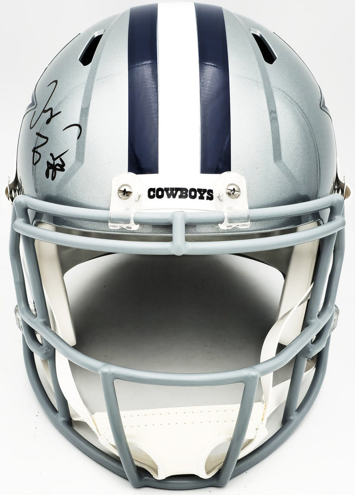 Dez Bryant Signed Cowboys Silver Full Size Speed Replica Helmet Beckett Witness