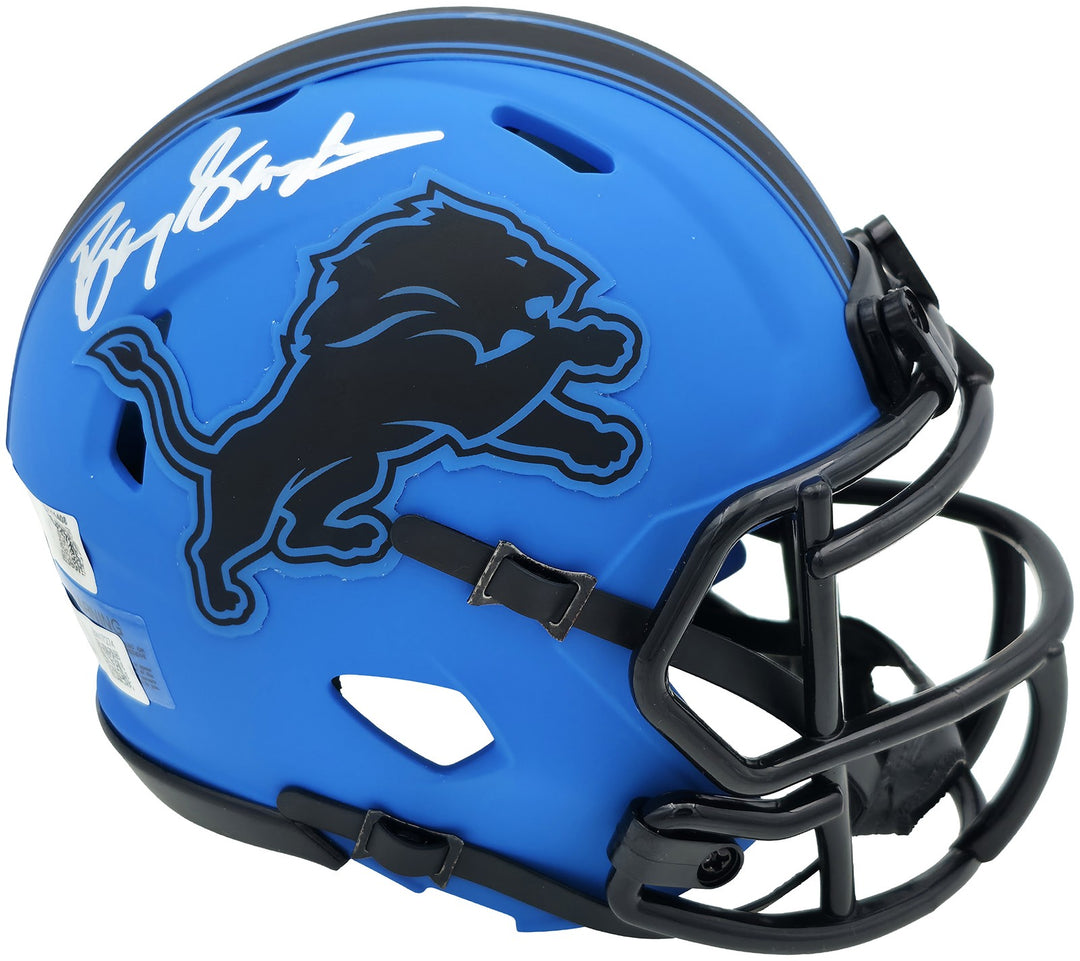 Barry Sanders Signed Detroit Lions Rave Blue Speed Mini Helmet Beckett